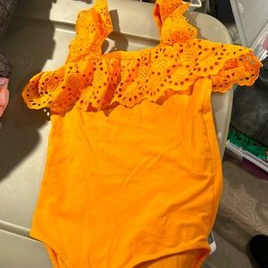 Zara orange girls tank eyelet bodysuit tank